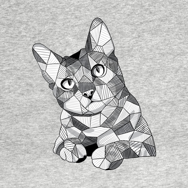 Geometric Sketchy Cat by polliadesign